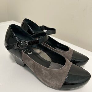 Dansko Bonnie Mary Jane Chunky Heels Black Gray Size 6.5 - 7 US 37 EU
